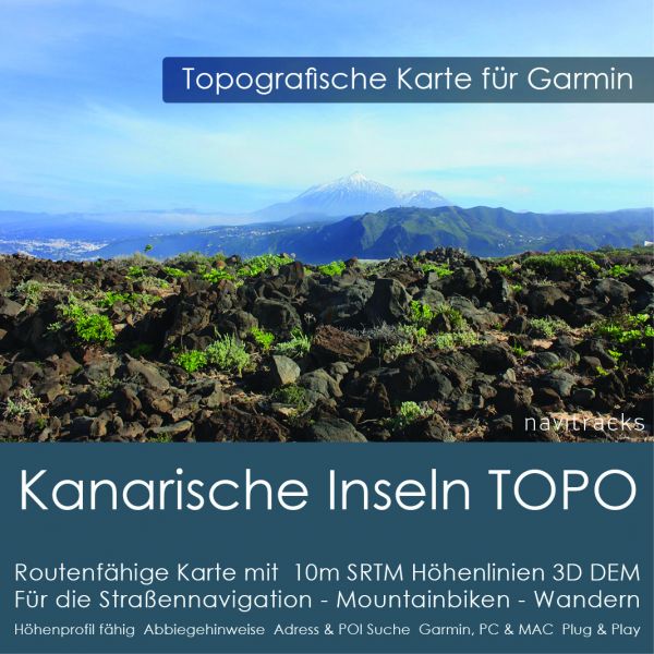 Kanarische Inseln Topo GPS Karte Garmin mit 10m SRTM Höhelinien (Download)