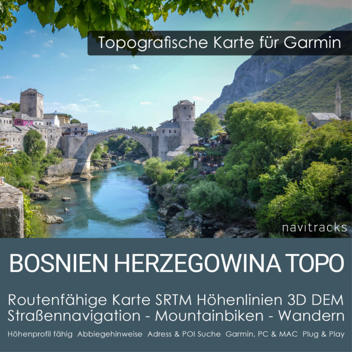 Bosnien und Herzegowina Topo Garmin Karte (Download) im Shop