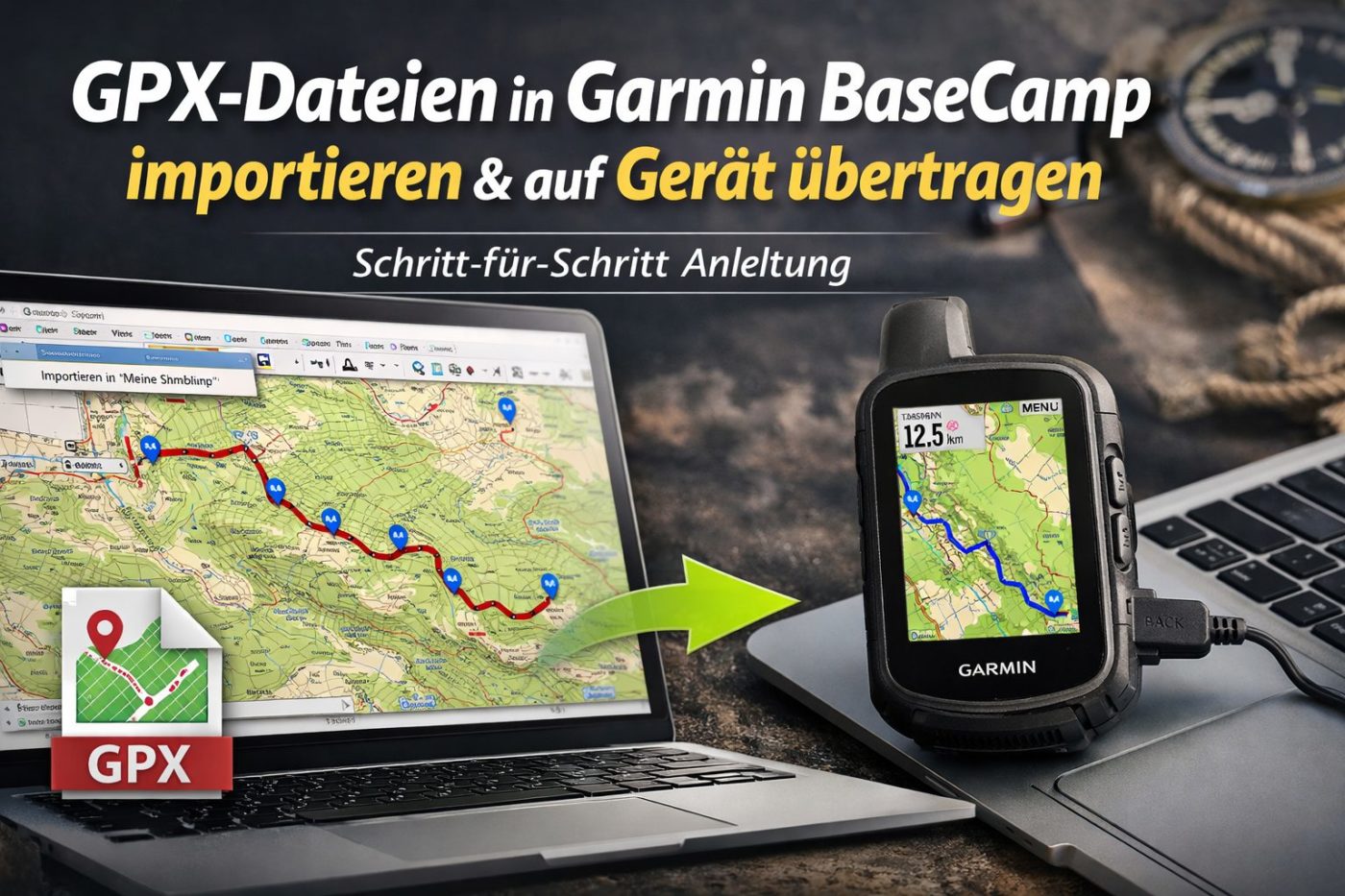 GPX Dateien in Garmin BaseCamp Importieren und übertragen