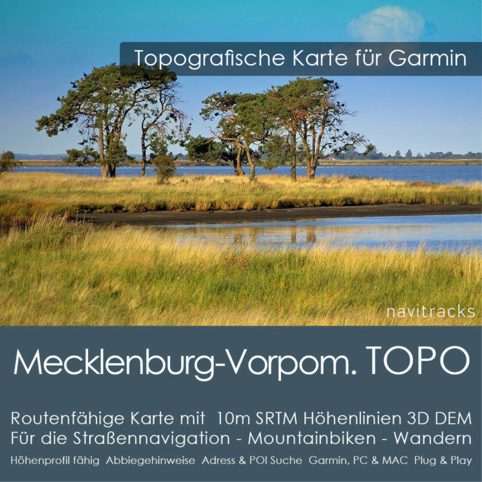 Mecklenburg-Vorpommern Topo GPS Karte Garmin mit 10m SRTM Höhenlinien (Download)