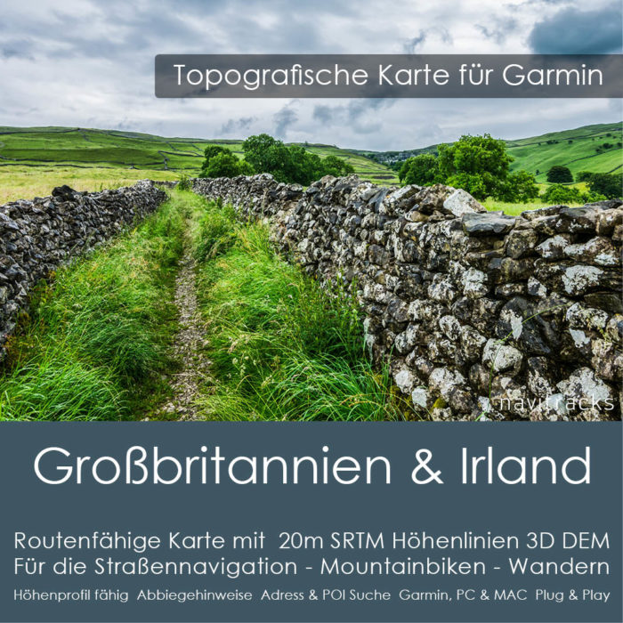 Großbritannien & Irland (England Schottland Wales Nordirland) Topo GPS Karte Garmin (Download)