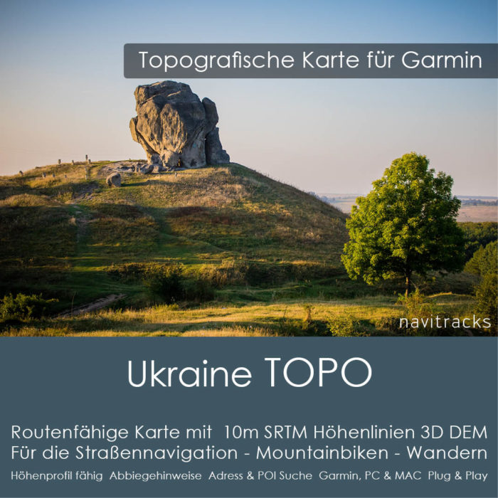 Topo Karte Ukraine (Europa) GPS Karte Garmin mit 10m SRTM Höhelinien (Download)