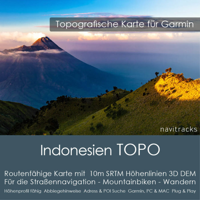 Topo Karte Indonesien (Asien) GPS Karte Garmin mit 10m SRTM DEM Höhelinien (Download)