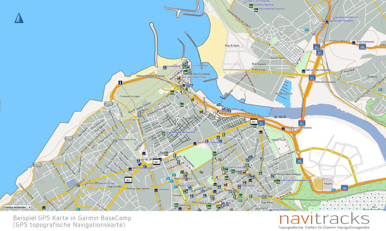 Marokko Topo GPS Karte Garmin. 10m SRTM Höhenlinien (4GB microSD Karte)