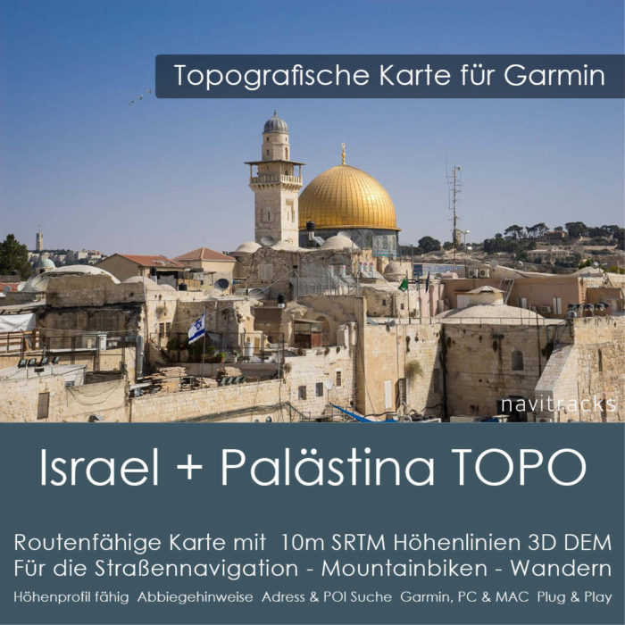 Topo Karte Israel und Palästina (Asien) GPS Karte Garmin mit 10m SRTM Höhelinien (Download)